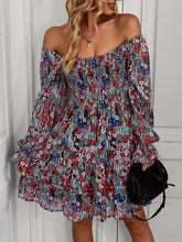 Load image into Gallery viewer, Floral Smocked Ruffle Hem Flounce Sleeve Dress
