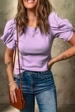 Load image into Gallery viewer, Twisted Puff Sleeve Round Neck Top
