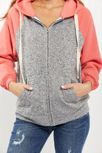 Load image into Gallery viewer, Zenana Walking at Dusk Full Size Raglan Sleeve Zip-Up Hoodie
