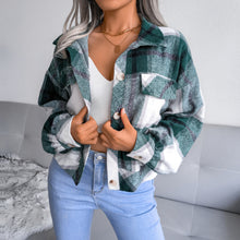 Load image into Gallery viewer, Plaid Button Cuff Long Sleeve Jacket
