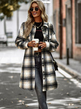 Load image into Gallery viewer, Plaid Button-Up Longline Jacket with Pockets

