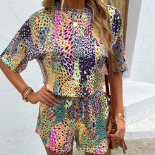 Load image into Gallery viewer, Printed Round Neck Dropped Shoulder Half Sleeve Top and Shorts Set
