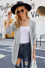 Load image into Gallery viewer, Open Front Dropped Shoulder Pocket Longline Cardigan
