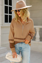 Load image into Gallery viewer, Striped Half-Zip Collared Sweater
