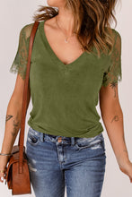 Load image into Gallery viewer, Spliced Lace V-Neck Tee Shirt
