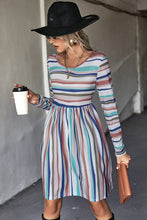 Load image into Gallery viewer, Striped Round Neck Long Sleeve Tee Dress
