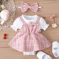 Baby Girl Tweed Faux Layered Bodysuit Dress