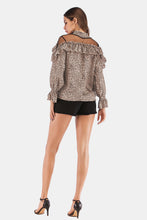 Load image into Gallery viewer, Printed Ruffle Collar Flounce Sleeve Blouse
