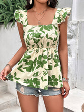 Load image into Gallery viewer, Tied Cutout Square Neck Butterfly Sleeve Babydoll Blouse
