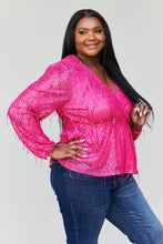 Load image into Gallery viewer, Andree by Unit Full Size Sequined Fringe Peplum Top
