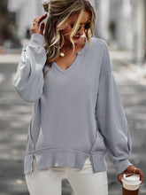 Load image into Gallery viewer, Slit Dropped Shoulder Notched Top
