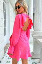 Load image into Gallery viewer, Round Neck Flounce Sleeve Ruffle Hem Mini Dress
