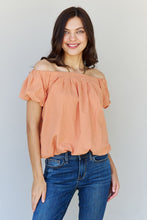 Load image into Gallery viewer, HEYSON Light The Way Off The Shoulder Puff Sleeve Blouse in Peach

