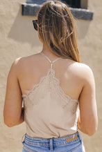 Load image into Gallery viewer, Lace Trim Buttoned Spaghetti Strap Bodysuit

