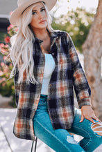 Load image into Gallery viewer, Plaid Side Slit Curved Hem Shirt
