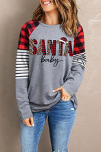 Load image into Gallery viewer, Christmas SANTA BABY Mixed Print Long Sleeve Top
