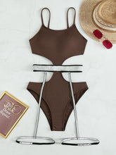Load image into Gallery viewer, Glitter Cutout Spaghetti Strap One-Piece Swimsuit

