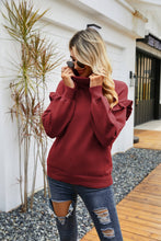 Load image into Gallery viewer, Ruffled Dropped Shoulder Turtleneck Sweater DIBS PUMPKIN
