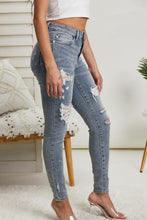 Load image into Gallery viewer, Judy Blue Destroyed Lace Patch Skinny Jeans | DIBS LACE
