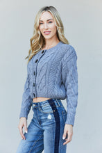 Load image into Gallery viewer, Zenana Cable-Knit Button Front Cropped Cardigan
