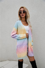 Load image into Gallery viewer, Multicolored Gradient Open Front Longline Cardigan
