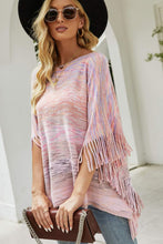 Load image into Gallery viewer, Heathered Boat Neck Fringed Poncho
