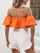 Load image into Gallery viewer, Two-Tone Off-Shoulder Cropped Blouse
