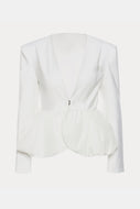 GAWQO Bubble Hem V-Neck Blazer