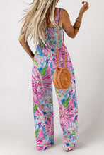 Load image into Gallery viewer, Floral Smocked Square Neck Jumpsuit with Pockets
