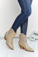 Forever Link Rhinestone Cowboy Booties in Gold
