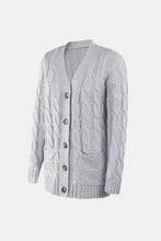 Load image into Gallery viewer, Cable-Knit Button Down V-Neck Cardigan
