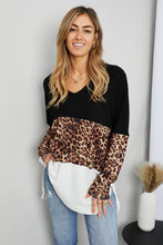 Load image into Gallery viewer, Culture Code Leopard Color Block Slit Tunic Top
