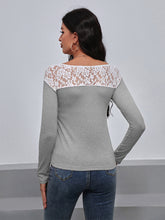 Load image into Gallery viewer, Lace Spliced Long Sleeve Tee
