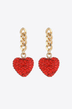 Load image into Gallery viewer, Rhinestone Heart Chain Drop Earrings
