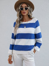 Load image into Gallery viewer, Striped Raglan Sleeve Ribbed Trim Knit Top
