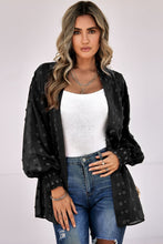 Load image into Gallery viewer, Swiss Dot Smocked Cuff Open Front Sheer Top DIBS SWISS
