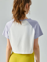 Load image into Gallery viewer, Round Neck Raglan Sleeve Cropped Sports Top

