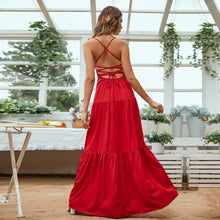 Load image into Gallery viewer, Lace-Up Tiered Maxi Dress
