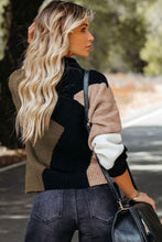 Load image into Gallery viewer, Color Block Mock Neck Ribbed Trim Sweater
