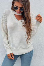 Load image into Gallery viewer, Cutout Horizontal Rib-Knit Sweater
