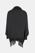 Load image into Gallery viewer, Faux Fur Trim Fringe Hem Poncho
