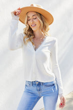 Load image into Gallery viewer, Zenana Eyelash Lace Trim Long Sleeve Top
