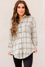 Load image into Gallery viewer, Plaid Curved Hem Dropped Shoulder Longline Shirt Jacket
