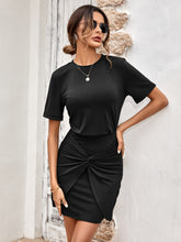 Load image into Gallery viewer, Twist Front Round Neck Mini Dress
