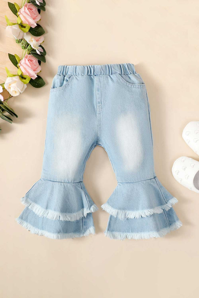 Baby Girl Frayed Hem Flare Leg Jeans
