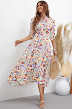 Load image into Gallery viewer, Floral Notched Neck Half Sleeve Dress
