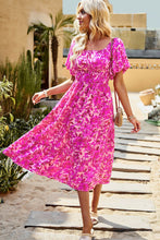 Load image into Gallery viewer, Floral Square Neck Tiered Midi Dress
