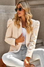 Load image into Gallery viewer, Double Take Puff Sleeve Shawl Collar Blazer
