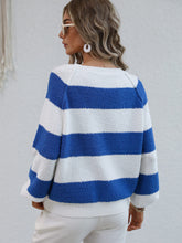 Load image into Gallery viewer, Striped Raglan Sleeve Ribbed Trim Knit Top
