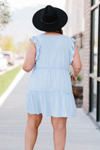 Load image into Gallery viewer, Zenana Call Me Later Full Size Tiered Mini Dress in Cream Blue
